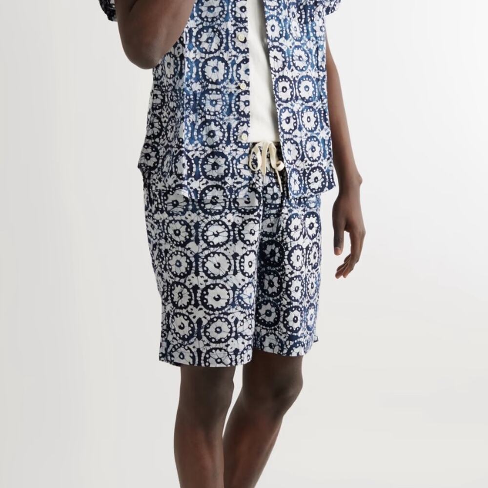Corridor Straight-Leg Printed Cotton Drawstring Shorts